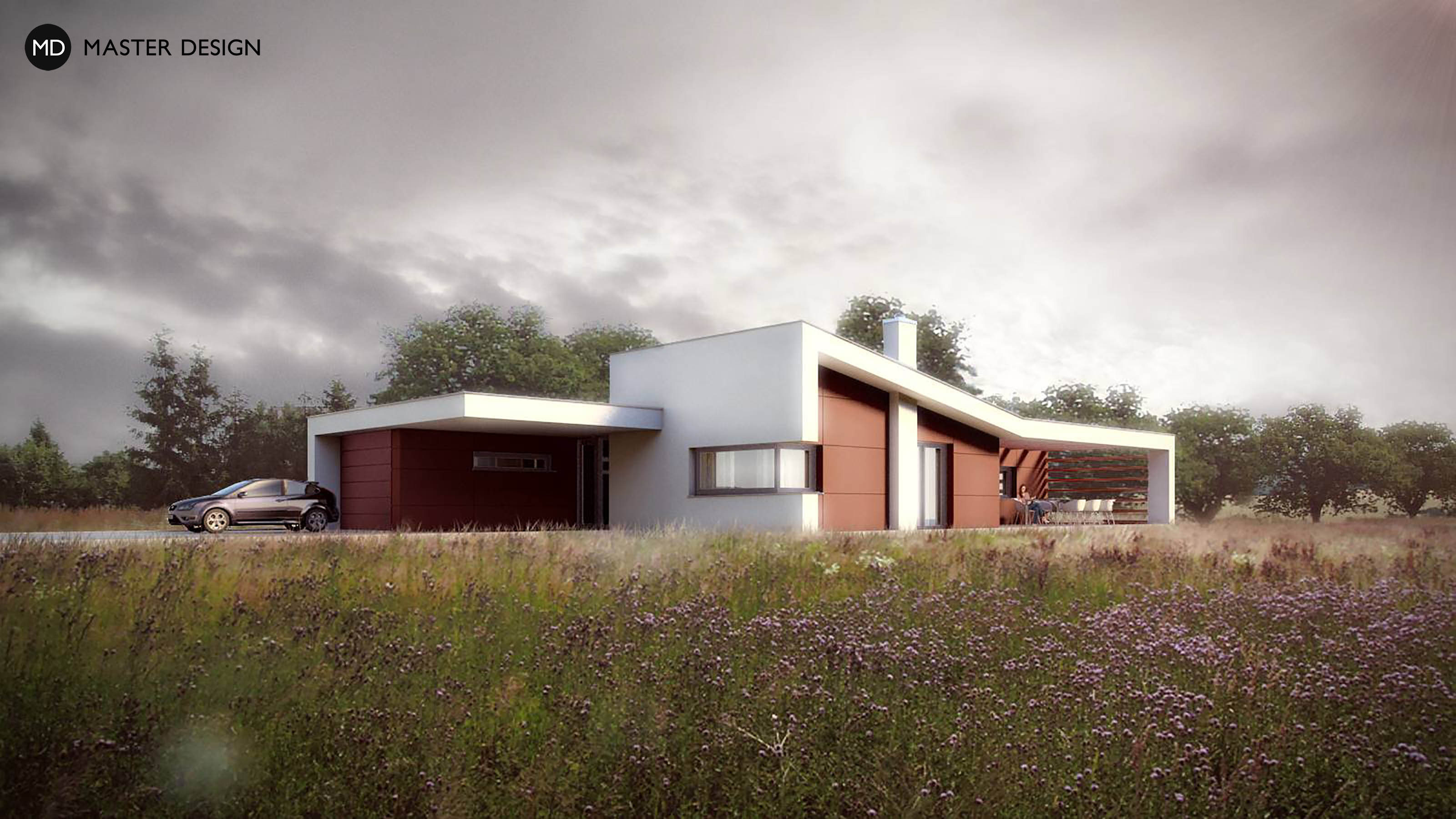 Low energy bungalow with a flat roof rack - Děhylov u Ostravy - main visualisation Low energy bungalow with a flat roof rack - Děhylov u Ostravy - main visualisation