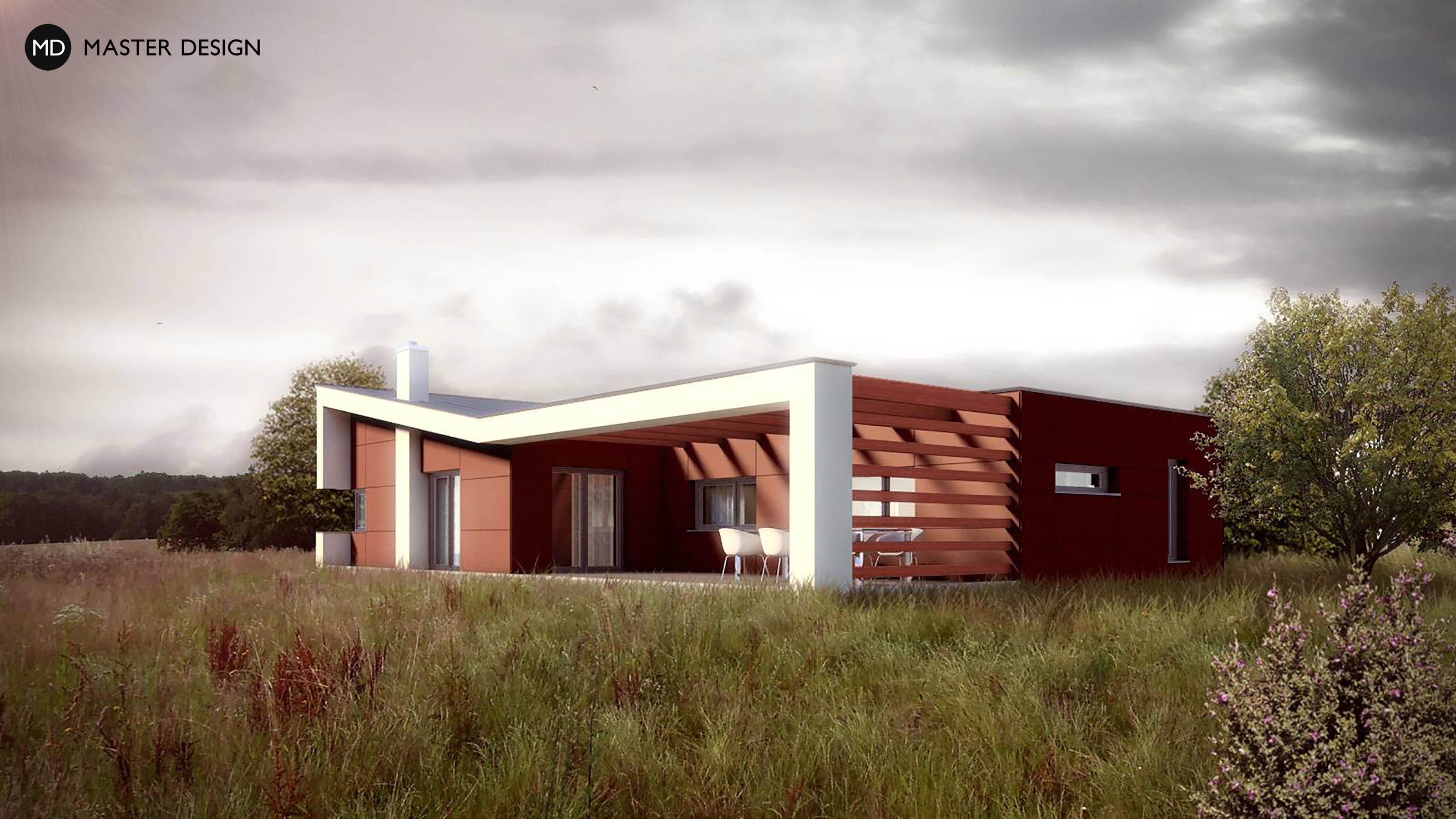 Low energy bungalow with a flat roof rack - Děhylov u Ostravy - visualisation 2 Low energy bungalow with a flat roof rack - Děhylov u Ostravy - visualisation 2