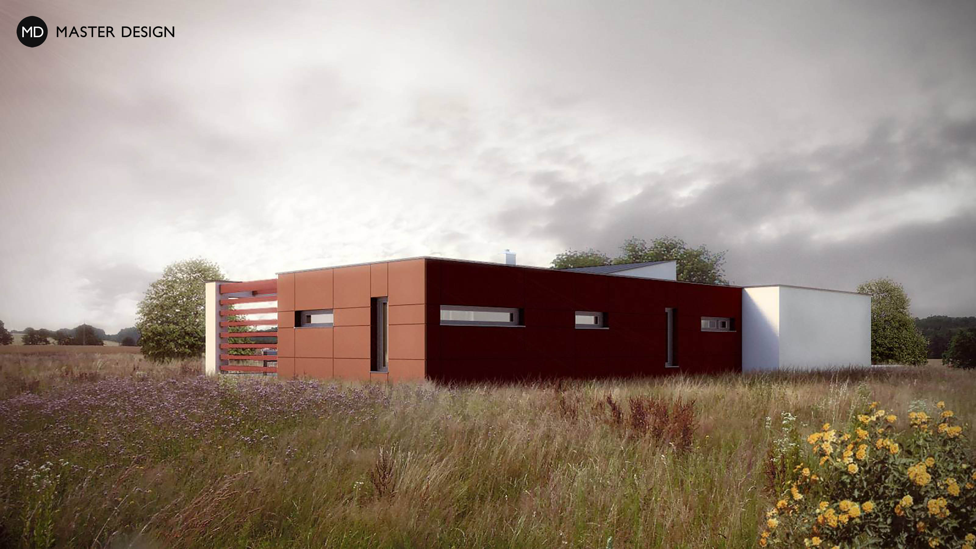 Low energy bungalow with a flat roof rack - Děhylov u Ostravy - visualisation 3 Low energy bungalow with a flat roof rack - Děhylov u Ostravy - visualisation 3