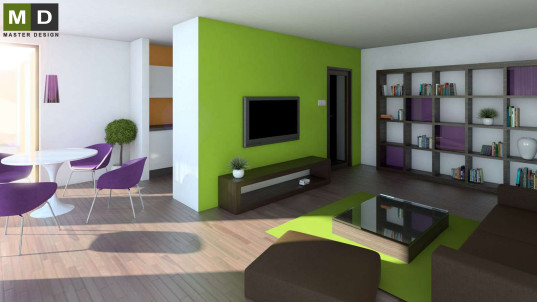 The interior of the living room and dining room - Developer ze Švýcarska - main visualisation