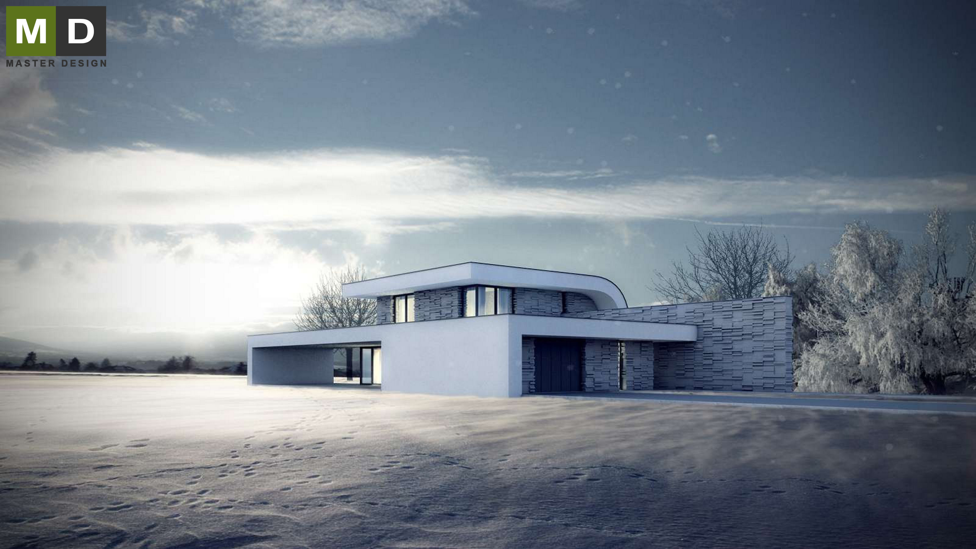 Luxury low energy house with curved roof - Kunratice