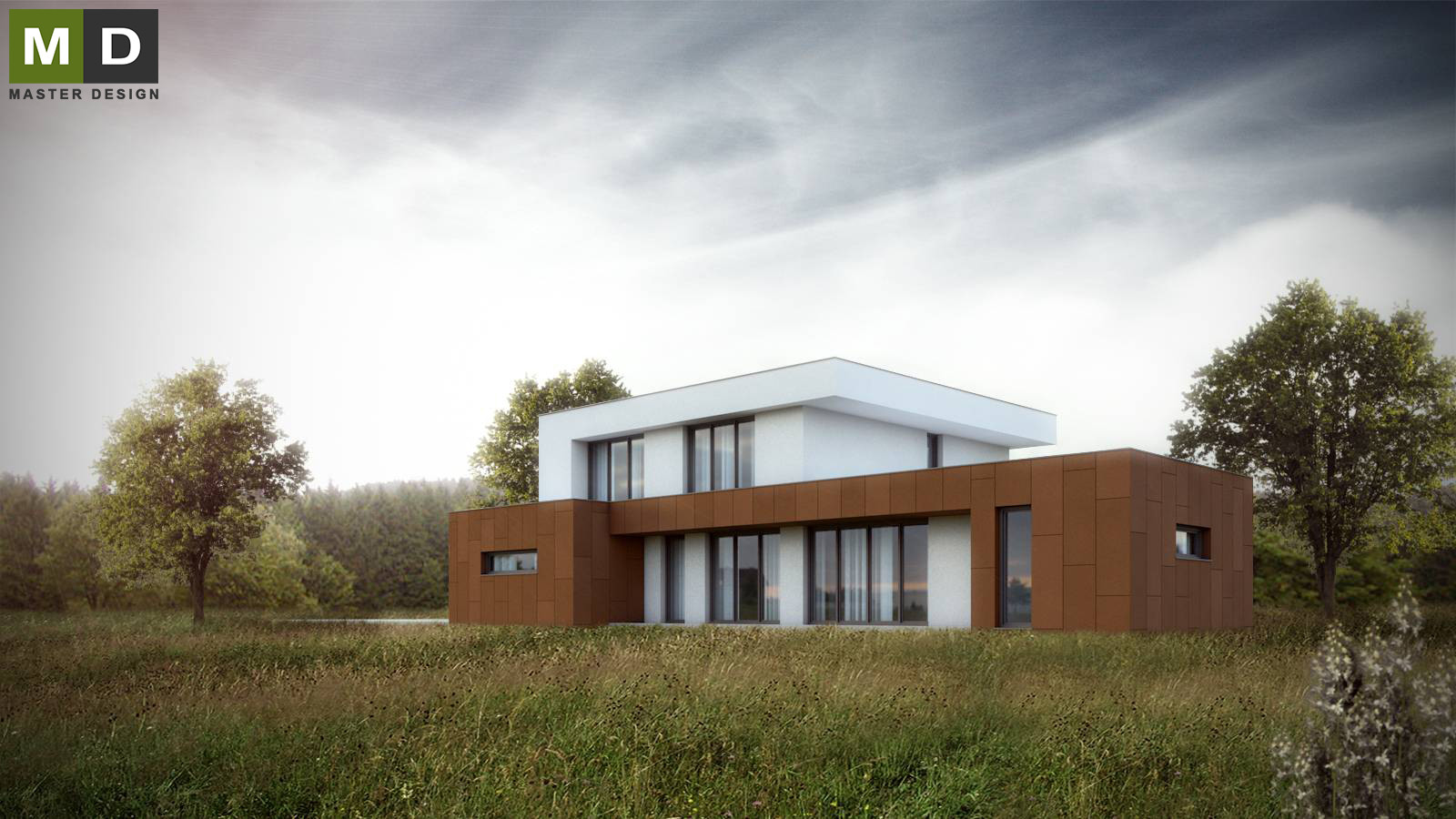 Luxury low energy house with large format tiles - Malé Kyšice - main visualisation Luxury low energy house with large format tiles - Malé Kyšice - main visualisation