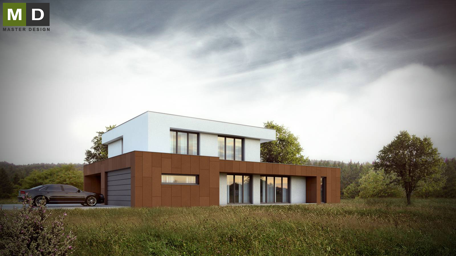 Luxury low energy house with large format tilesMalé Kyšice - visualisation2 Luxury low energy house with large format tilesMalé Kyšice - visualisation2