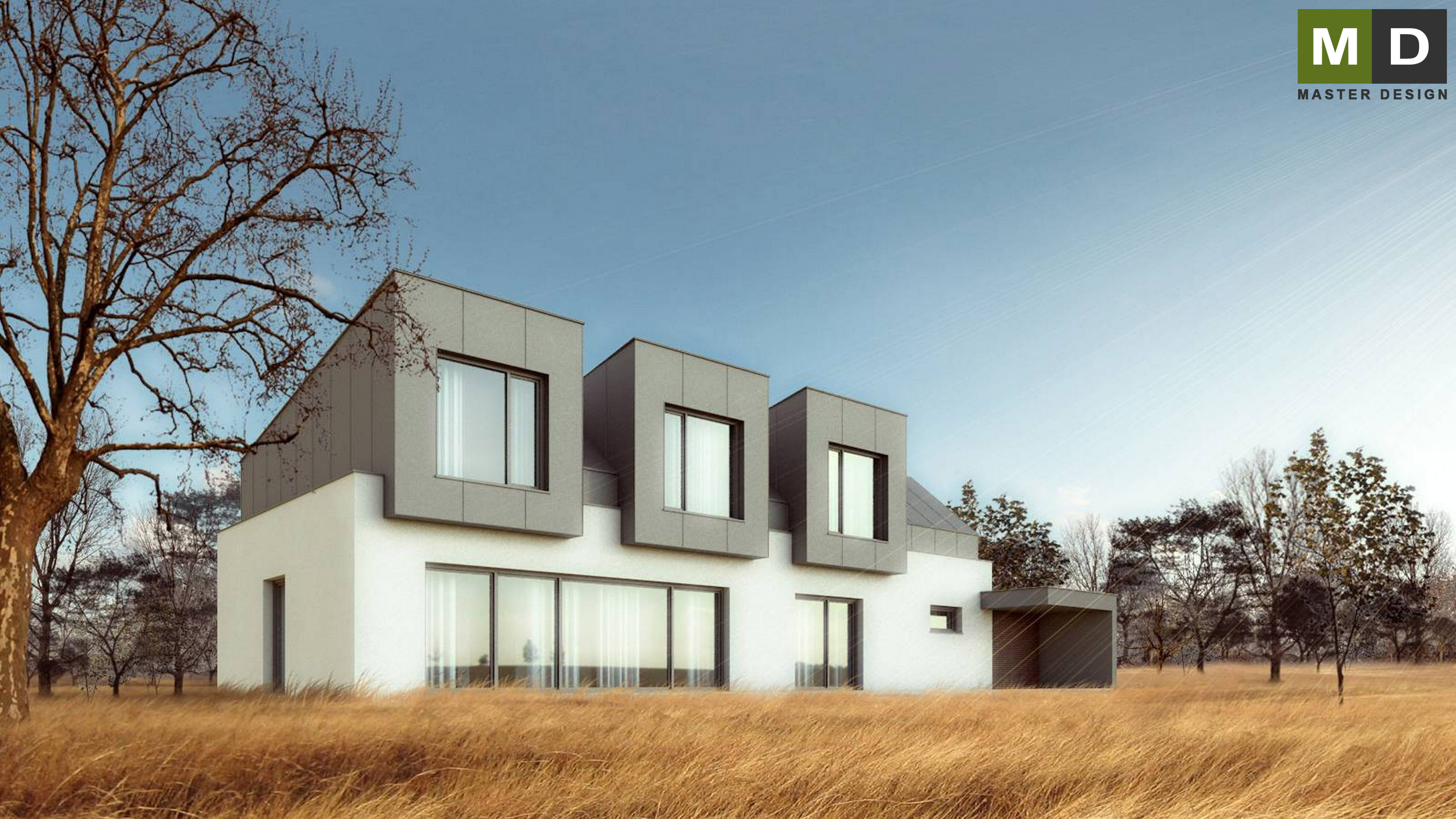 Passive house with a tin roof and facade - Hluboká nad Vltavou