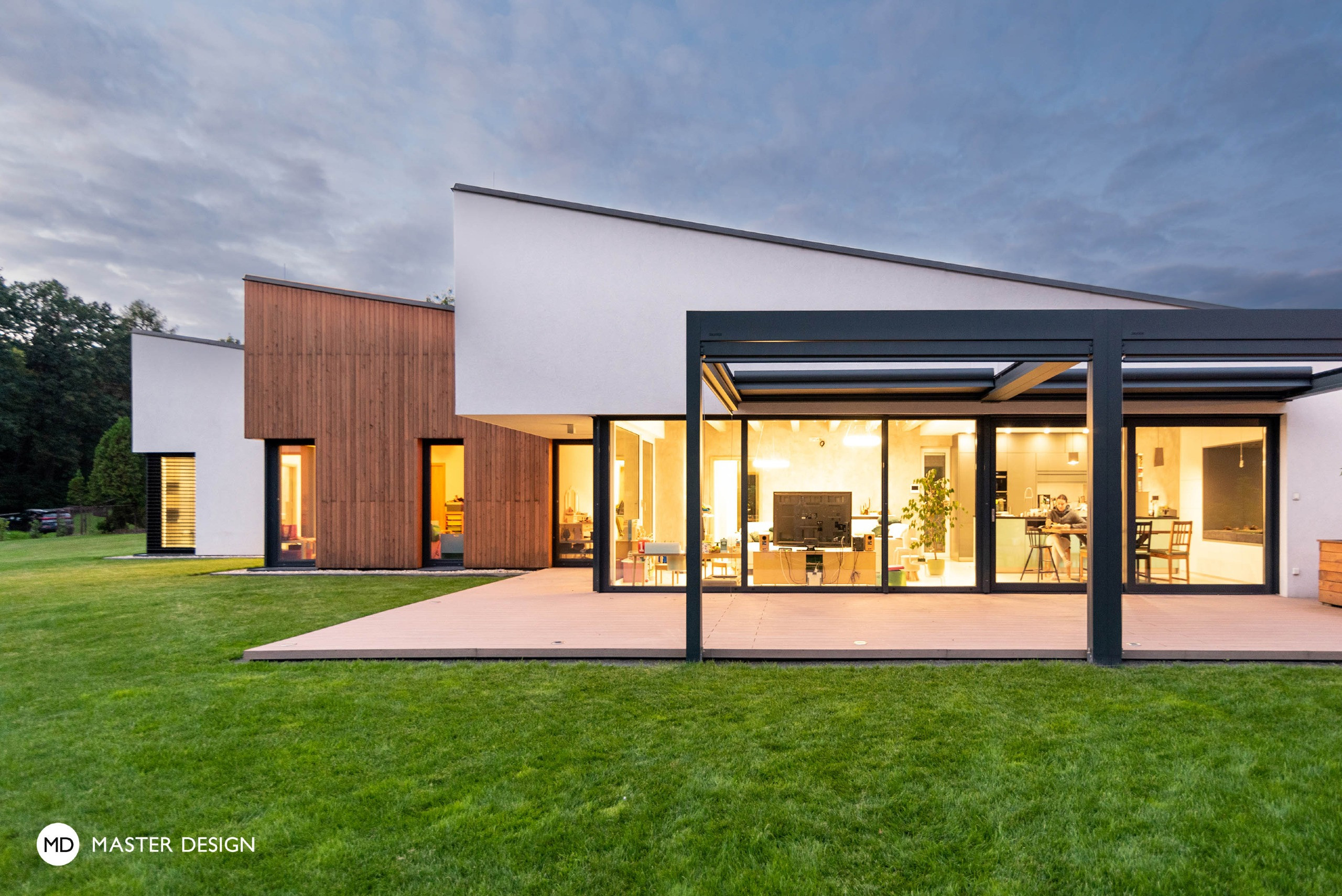 Bungalow by Forest with Wooden Cladding of the Facades - Krmelín - visualisation 3 Bungalow by Forest with Wooden Cladding of the Facades - Krmelín - visualisation 3