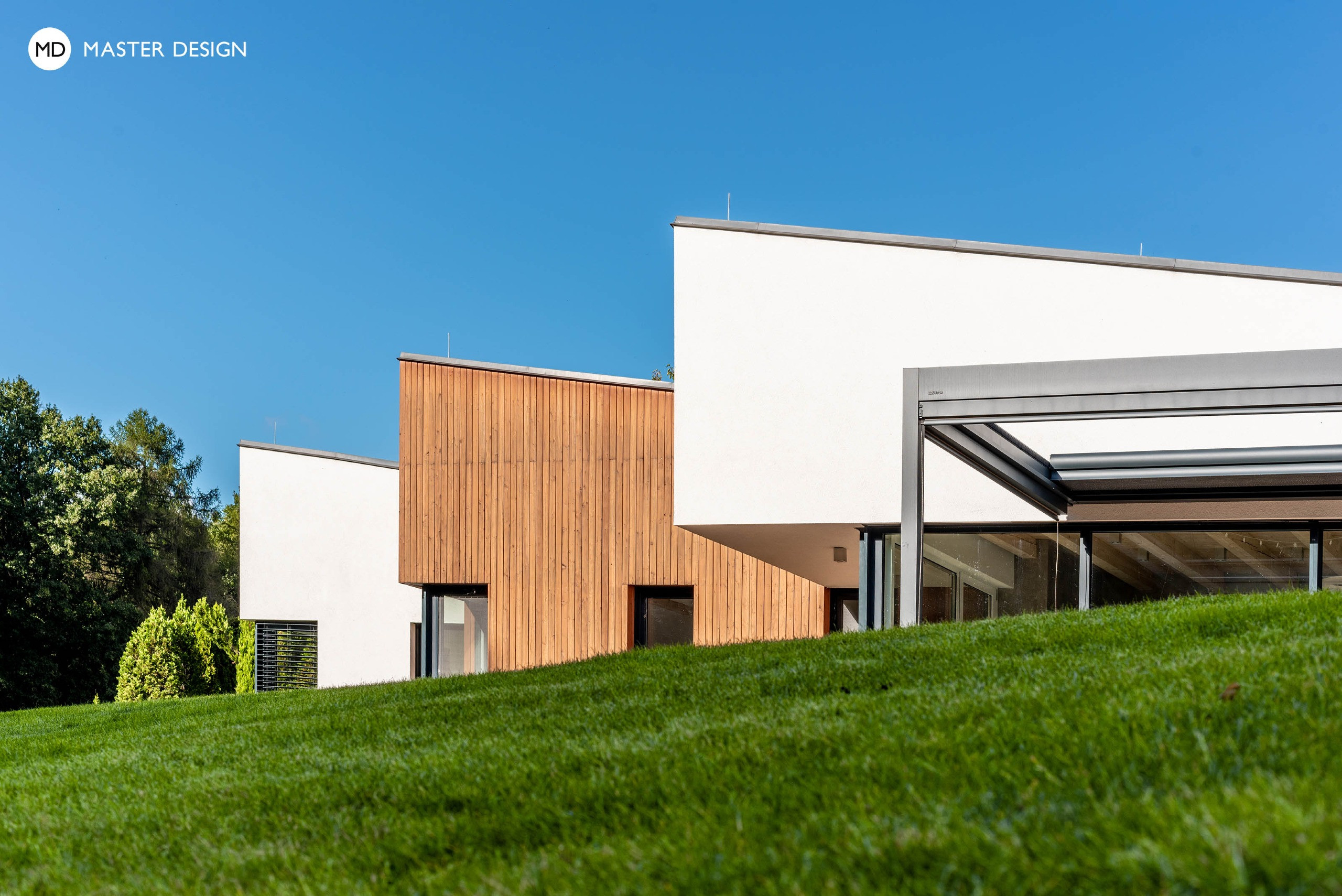 Bungalow by Forest with Wooden Cladding of the Facades - Krmelín - visualisation 6 Bungalow by Forest with Wooden Cladding of the Facades - Krmelín - visualisation 6