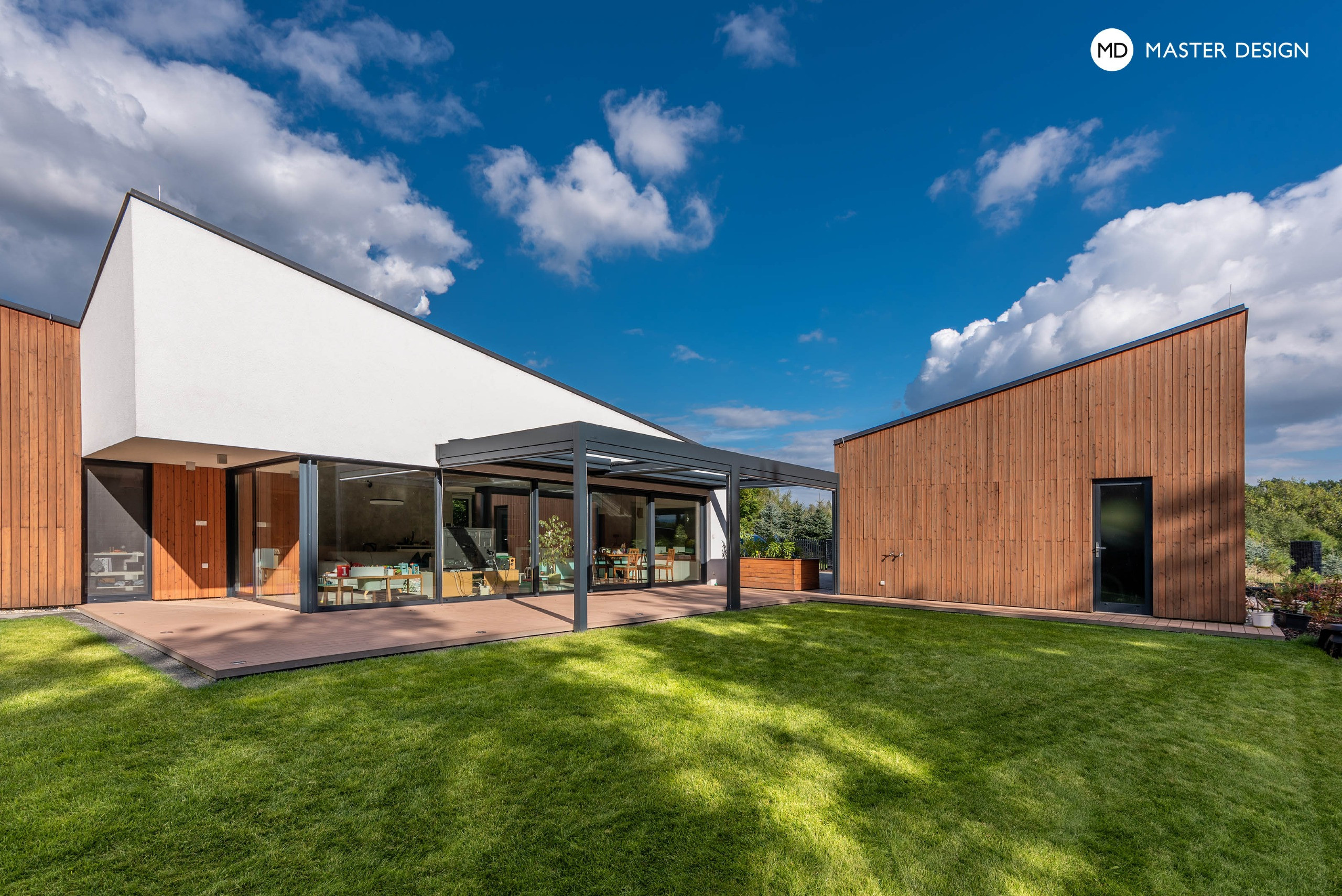 Bungalow by Forest with Wooden Cladding of the Facades - Krmelín - visualisation 7 Bungalow by Forest with Wooden Cladding of the Facades - Krmelín - visualisation 7