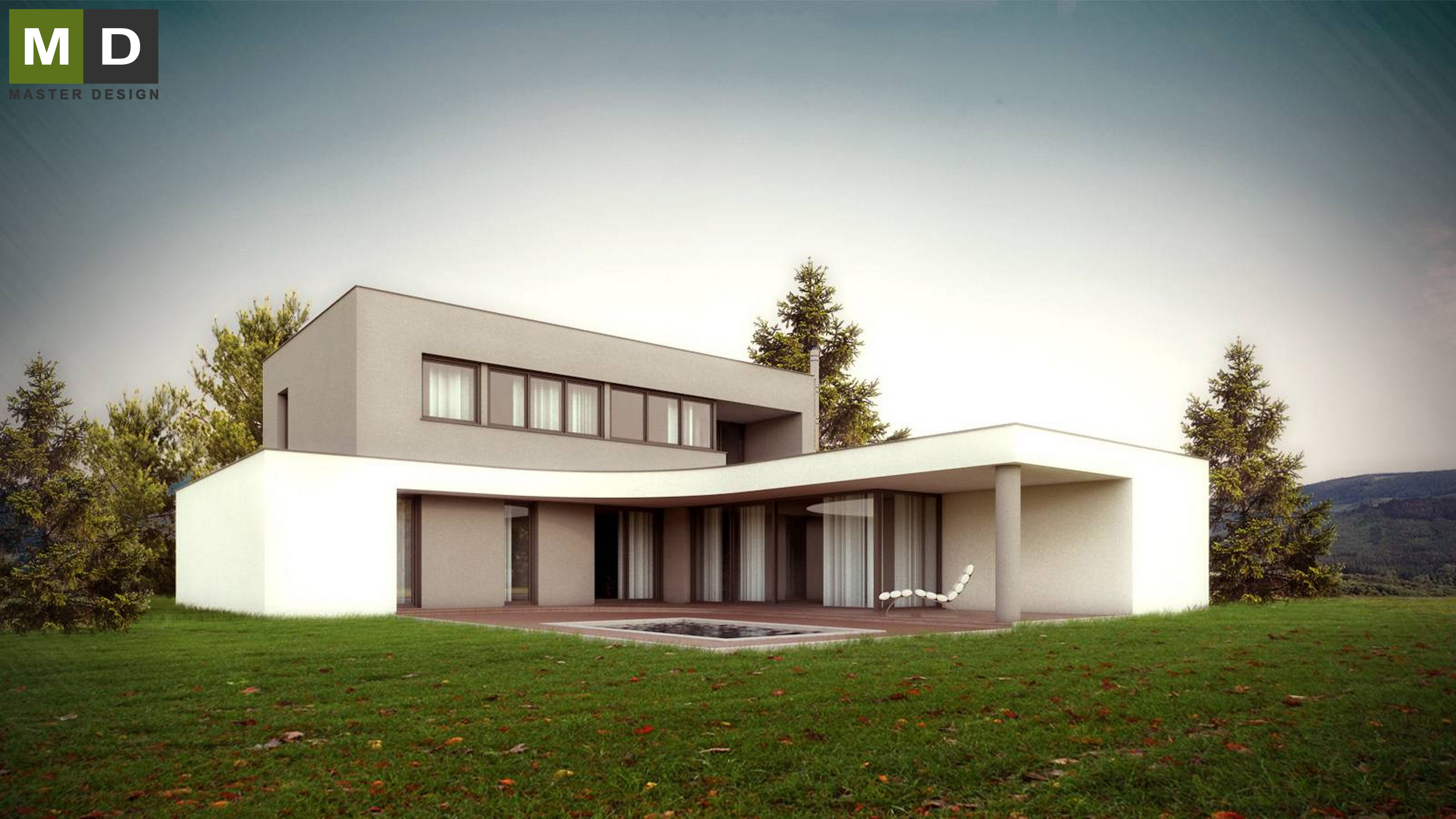 Luxusní nízkoenergetický dům do L se zelenou střechou - Zlín - Vizualizace 1