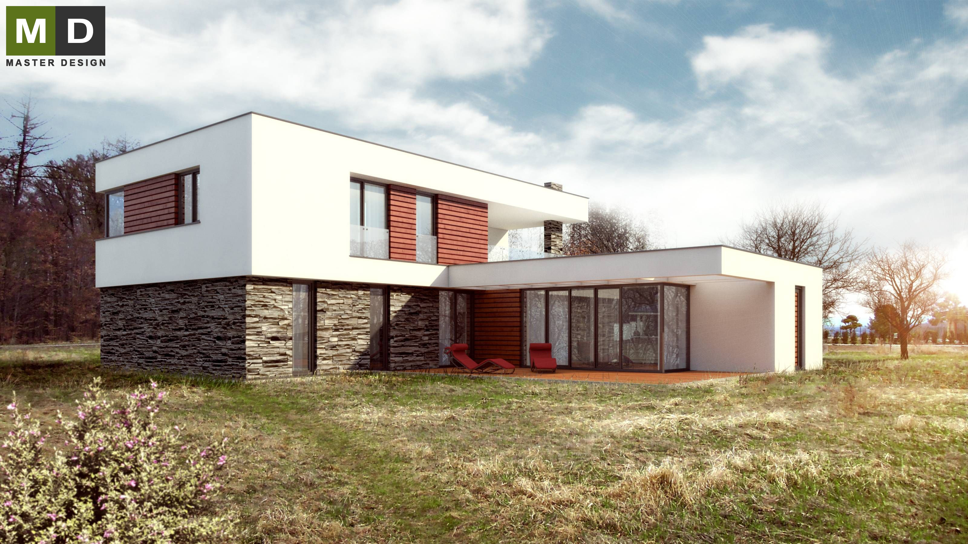 Luxusní nízkoenergetický dům s plochou střechou - Zlín - Vizualizace 1