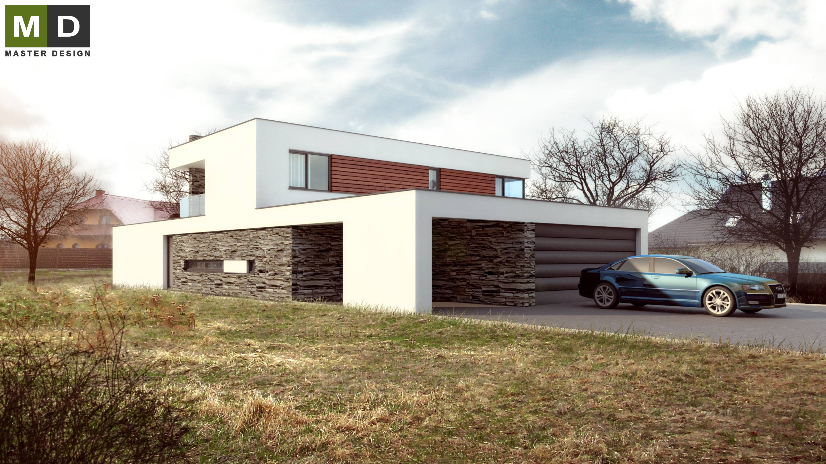 Luxusní nízkoenergetický dům s plochou střechou - Zlín - Vizualizace 2