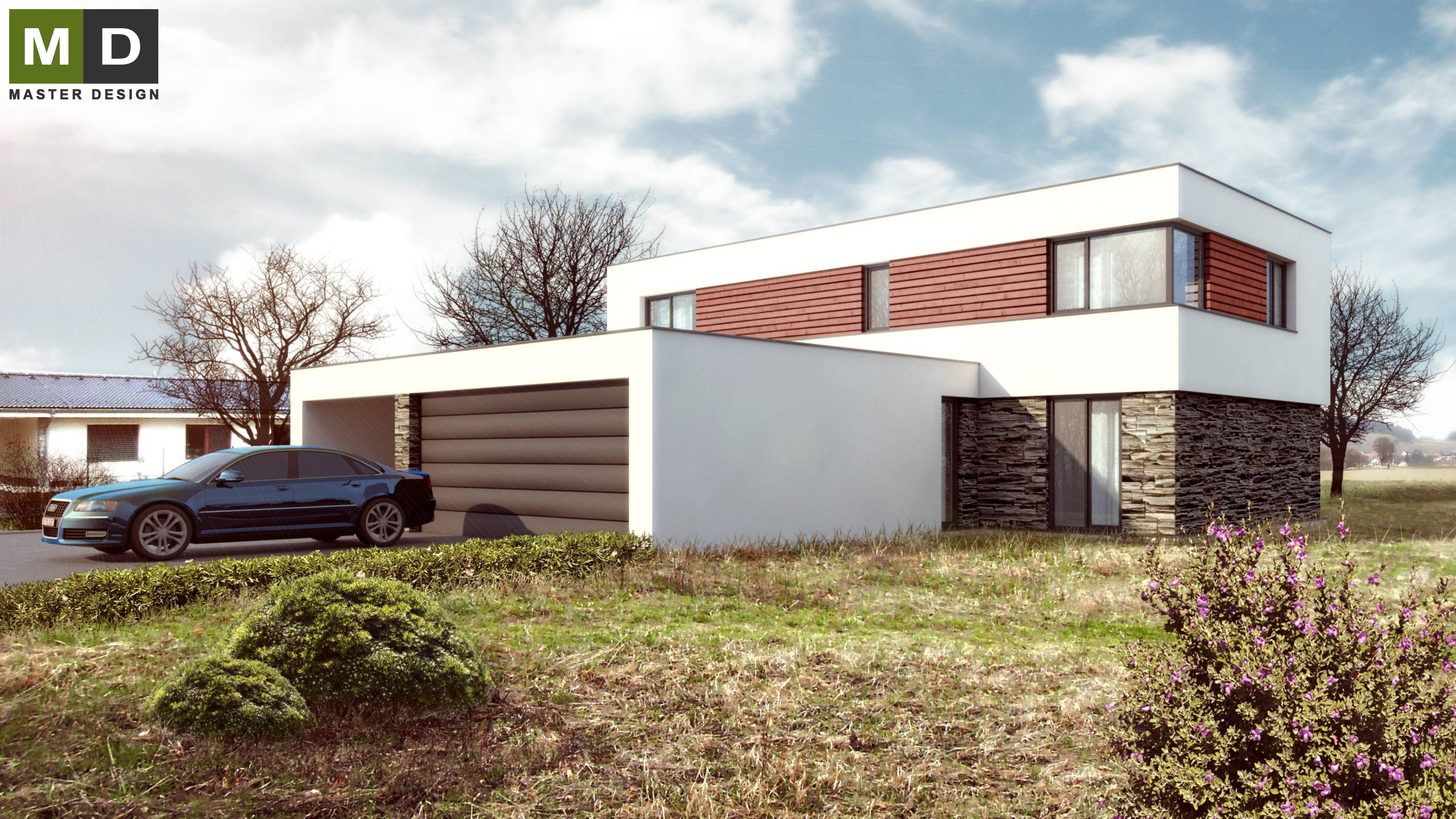 Luxusní nízkoenergetický dům s plochou střechou - Zlín - Vizualizace 3