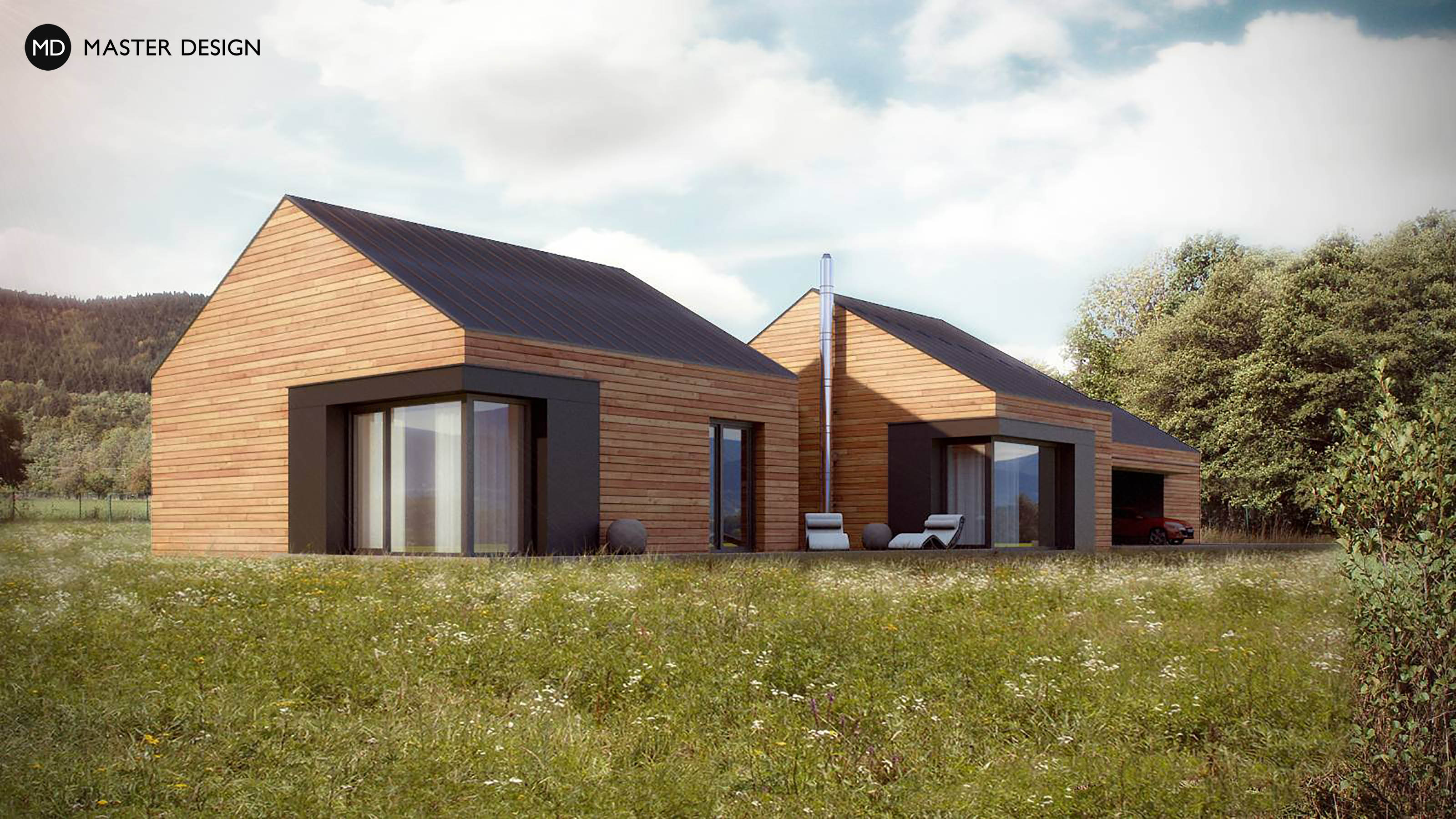 Moderní bungalov v horách s dřevěným obkladem - Pstruží - Vizualizace 1